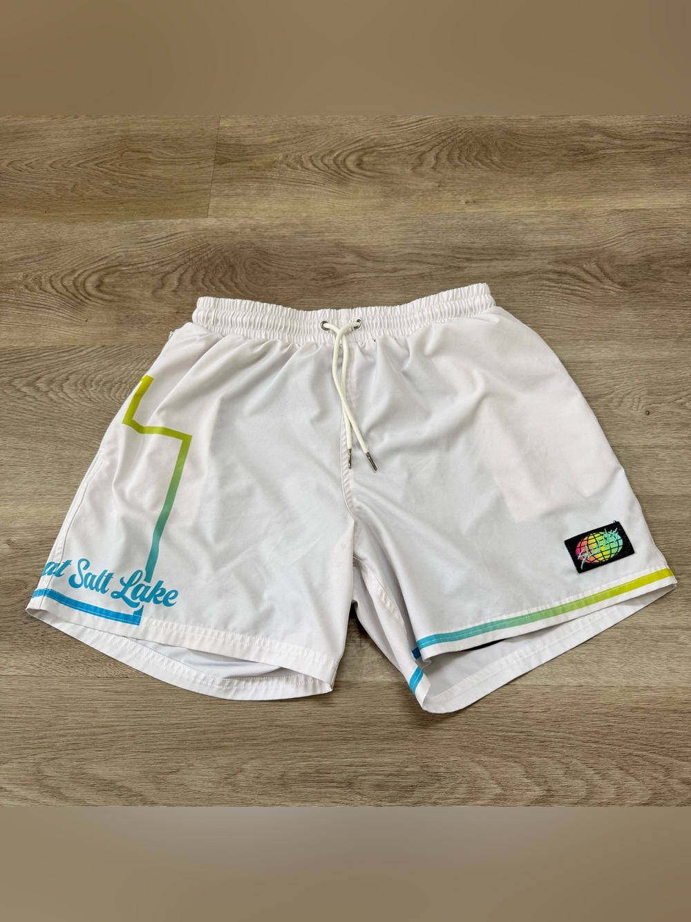 Slunks Great Salt Lakes UTAH Shorts Lined Mens Medium Club GSL Volleyball RARE